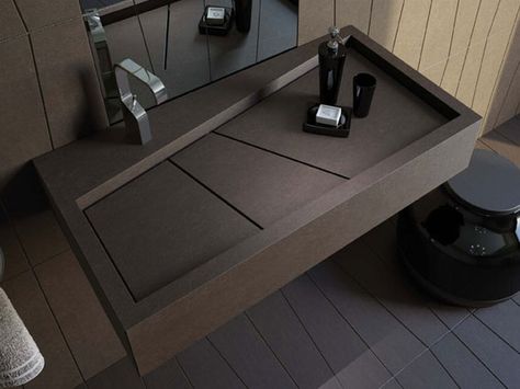 sink Toilette Design, Bathroom Sink Design, Restroom Design, Washbasin Design, Concrete Sink, Vanity Ideas, Concrete Furniture, Sink Design, Concrete Countertops