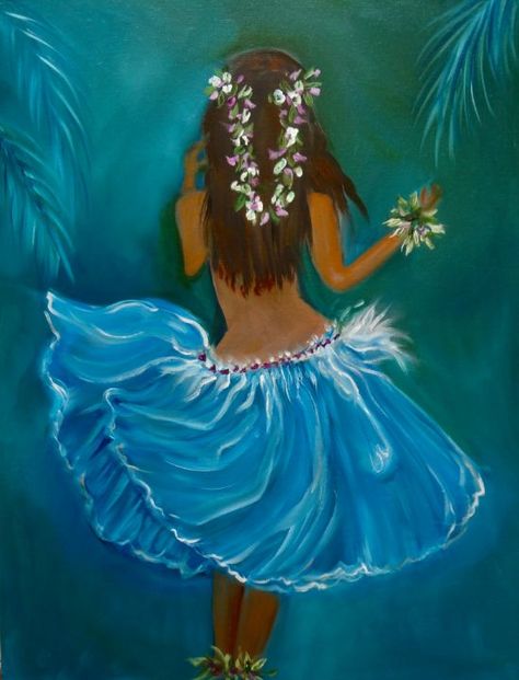 Hula Girl, Swirling skirt - Jennylee Hula Girl Drawing, Hawaiian Goddess, Beach Art Painting, Polynesian Art, Hawaii Art, Dancers Art, Hawaiian Art, Watercolor Pictures, Hula Girl