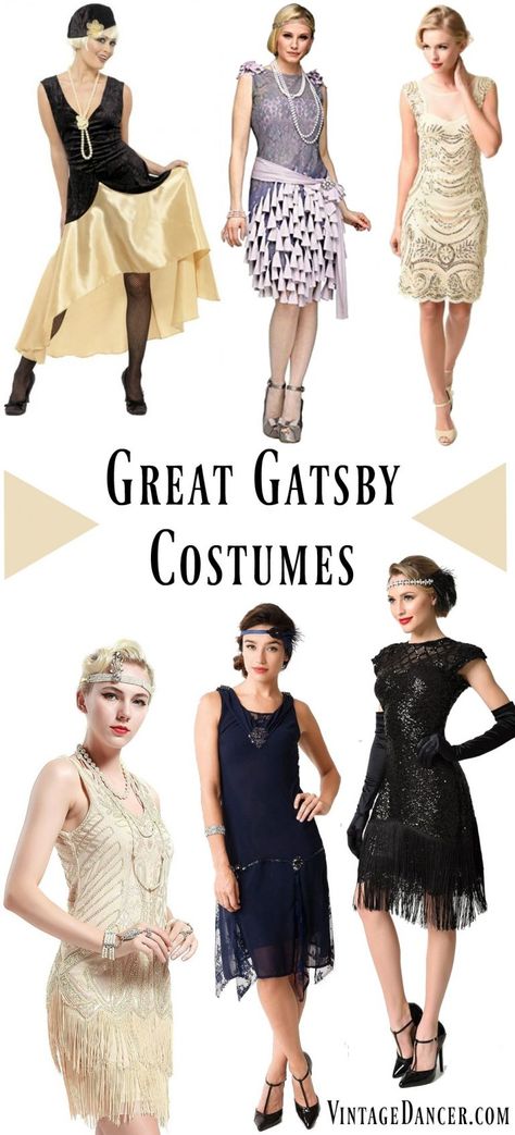 Great Gatsby costumes, Gatsby costumes & Gatsby Dresses for women inspired by Daisy. Roaring 20s women's costumes from cheap to luxury. Find them at Vintagedancer.com #flapper #greatgatsby #20scostume #1920s Gatsby Outfit Women, Gatsby Party Outfit Women 1920s Style, Great Gatsby Party Outfit Women, Gatsby Party Outfit Women, Roaring 20s Party Outfit, 1920 Theme, Great Gatsby Outfit, Great Gatsby Outfits, Gatsby Style Dresses