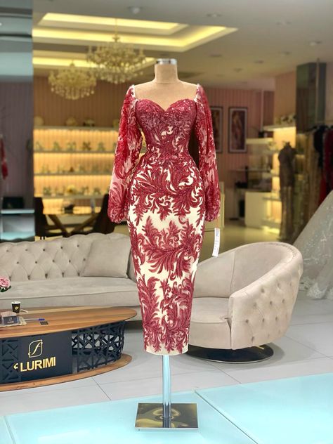 Lace Outfits Classy, Lace Ankara Dress Styles, Lace Dress Classy For Church, Ankara Lace Dress Styles, Red Fashion Dress, Lace Dress Classy, Nigerian Lace Styles Dress, African Lace Styles, Classy Gowns