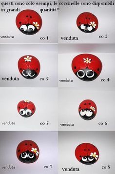 Ladybug Eyes, Eye Ideas, Ladybug Rocks, Tattoo Plant, Ladybug Crafts, A Ladybug, Rock And Pebbles, Lady Bugs, Paint Rock