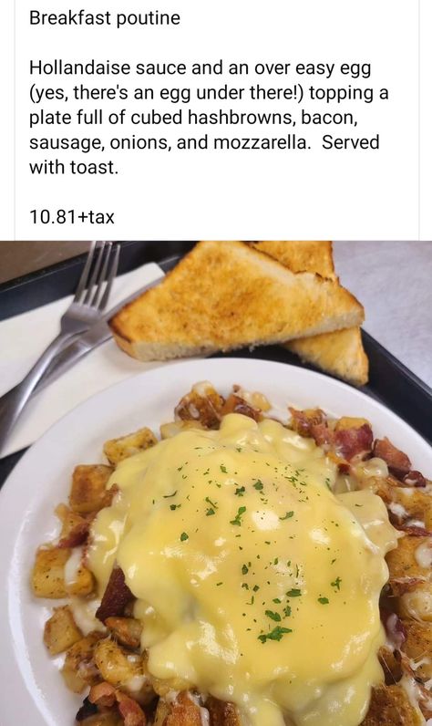 Breakfast Poutine Hollandaise Sauce, Breakfast Recipes For One, Breakfast Poutine, Recipes For One, Over Easy Eggs, Hollandaise Sauce, Poutine, Potato Wedges, Recipes Breakfast