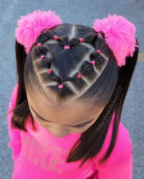 Heart Toddler Hairstyles, Spring Pictures Hairstyles Kids, Heart Shaped Hairstyles For Kids, Hairstyles For 2 Year Girl, Hair Styles For Babies With Short Hair, Valentines Hairstyles For Kids Black, Hairstyles For Lil Girls Ideas, French Braid Hairstyles For Kids, Valentine Hairstyles For Kids