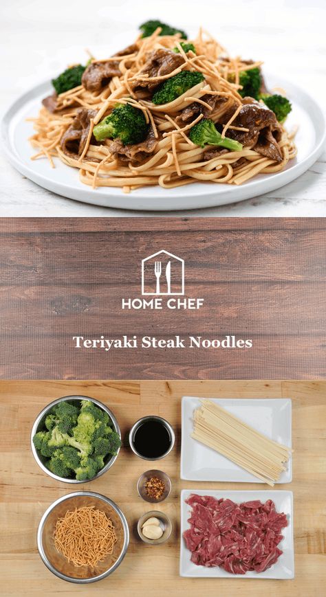 Home Chef Recipes, Broccoli Lo Mein, Homechef Recipes, Steak Strips, Ponzu Sauce, Steak And Broccoli, Ground Beef Recipe, Ready Meals, Tender Steak