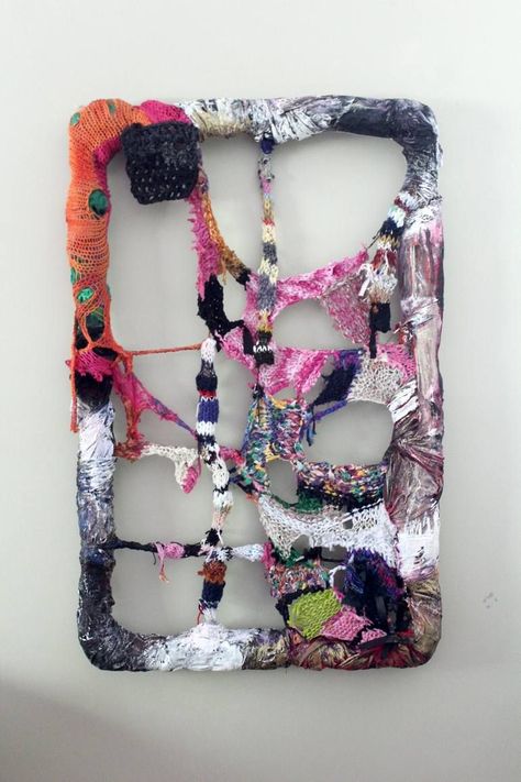 Abstract Sculpture by Marina Nelson, Paint on Soft (yarn, Cotton, Fabric), 31 x 49 in - Large, Modern Original Artwork For Sale on Saatchi Art. 3d Textile Sculpture, Fabric Sculpture Textile Artists, Yarn Art On Canvas, Embroidery Sculpture, Nelson Canada, Yarn Sculpture, Deconstructed Art, Paint Sculpture, Artist Sculpture