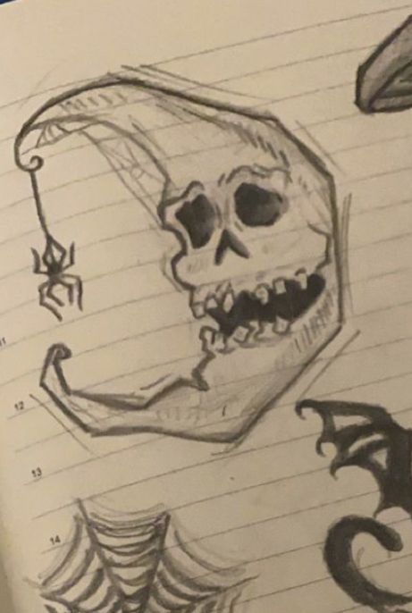 Stuff To Draw Trippy, Weird Art Sketches Easy, Mask Drawing Sketches, Scary Sketches Easy, Skeloten Art Simple, Metal Painting, Horror Drawing Doodle, Creepy Things To Draw Easy, Weird Sketches Easy