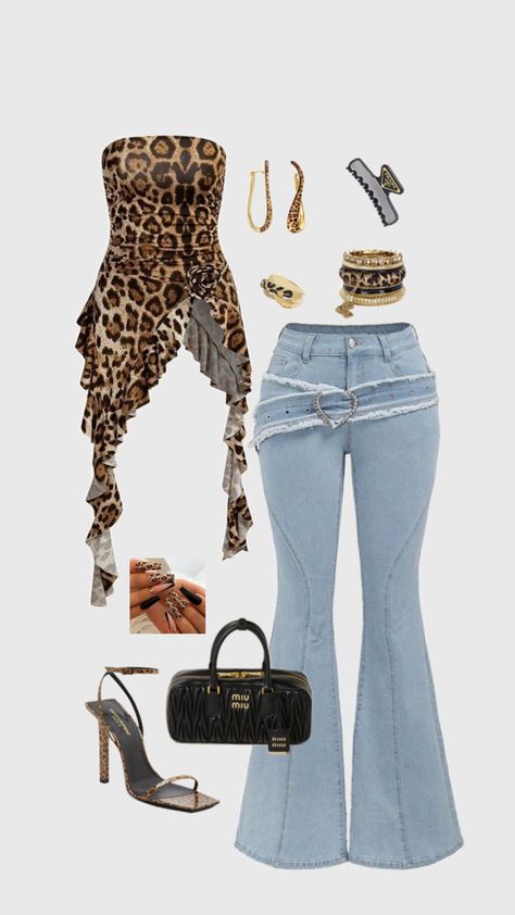 Leopard print, outfit ideas, date outfits, aesthetic outfits, current trending outfits Fame Clothes, Punk Style Outfits, Fasion Outfits, Simple Trendy Outfits, Cute Everyday Outfits, Baddie Outfits Casual, Cute Simple Outfits, Girly Outfits, Lookbook Outfits