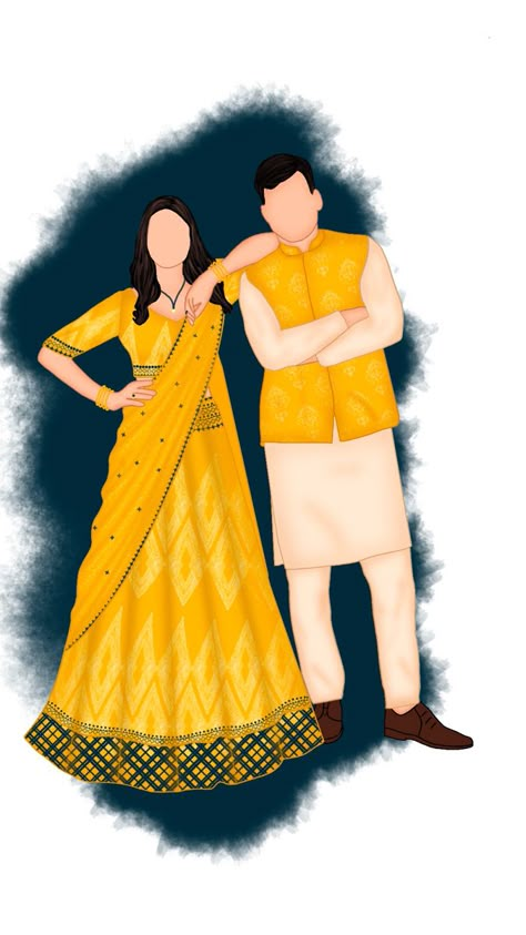 Mehndi Couple Illustration, Haldi Ceremony Caricature, Haldi Illustration Couple, Haldi Caricature Couple, Haldi Couple Illustration, Mehndi Caricature, Haldi Ceremony Illustration, Haldi Illustration, Haldi Caricature