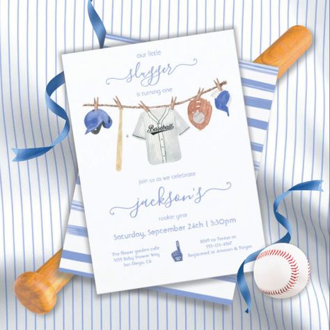 Little slugger Baseball Clothesline Birthday Party Invitation Baseball Baby Shower Invitations, Baseball Baby Shower Theme, Bat Baseball, Sports Birthday Invitations, Sports Baby Shower, Baseball Birthday Party, Sports Cap, Baseball Baby, Baseball Birthday