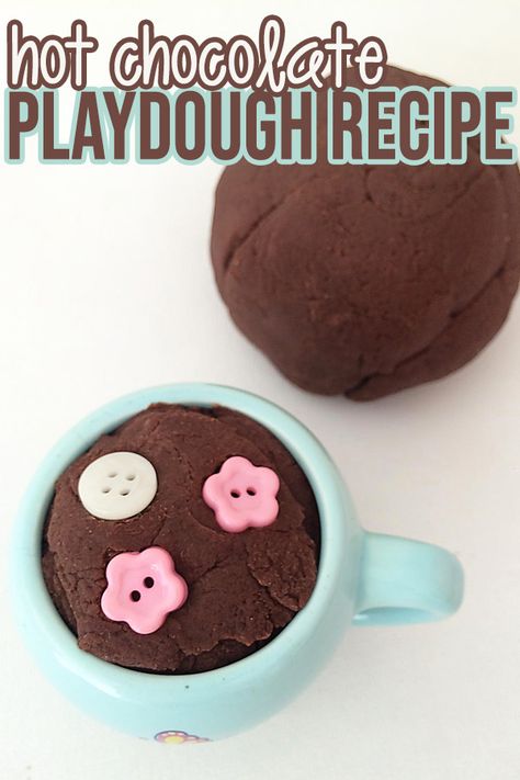 Hot Cocoa Playdough Recipe, Scented Play Dough Recipe, Hot Chocolate Playdough Recipe, Sugar Cookie Playdough Recipe, Brown Playdough Recipe, Preschool Hot Chocolate Activities, Hot Cocoa Activities For Preschool, Hot Chocolate Activities Preschool, Hot Chocolate Activities