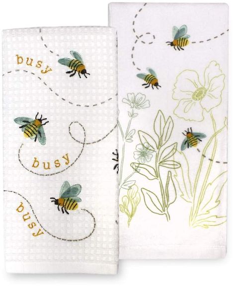 Celebrate Spring Together Spring Busy Bees Kitchen Towel 2-pk. #kitchen #bee #honeybee #busy #towel #spring #summer #flowers #decor #homedecor #kitchendecore #affiliatelink Bee Kitchen Decor, Bee Kitchen, White Hand Towels, Charming Kitchen, Busy Bees, Bee Decor, Kitchen Towel Set, Bath Sets, Busy Bee