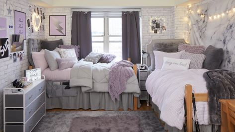 Purple Dorm Room Ideas, Purple Dorm Room, Solo Esthetician Room, Solo Esthetician, Purple Dorm Rooms, Room Modern Bedroom, Purple Dorm, White Dorm Room, Dorm Room Themes