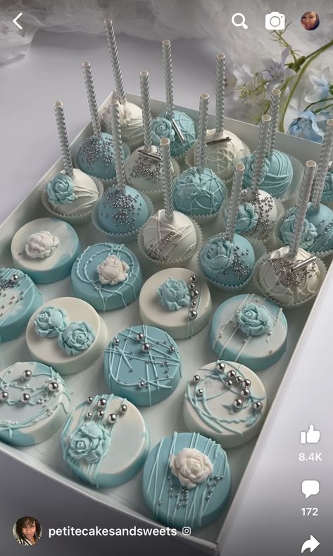 Winter Wonderland Favors Sweet 16, Light Blue Sweet 16 Theme, 15 Cakes Quinceanera Blue, Quince Cakes Light Blue And Silver, Cinderella Candy Table Ideas, Light Blue And White Sweet 16, Cinderella Dessert Table Ideas, Sweet 16 Blue Theme Winter Wonderland, Quince Dessert Table Ideas Blue