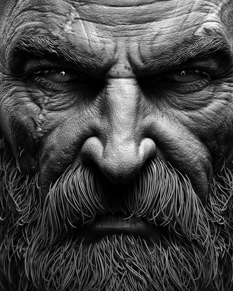 Viking Warrior Tattoos, Wizard Tattoo, Old Man Portrait, Vikings Tattoo, Anatomy Sculpture, Face Carving, Warrior Tattoos, Old Faces, Viking Tattoos