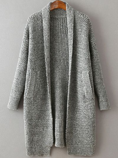 Winter coming. Only $30.99 for Pockets Solid Color Collarless Long Sleeve Cardigan Grey Shawl, Cardigan Sweater Pattern, Long Sweater Coat, Crochet Cardigans, Cute Outfits For School, Pocket Cardigan, Long Sweater, Sammy Dress, Sweater Coat