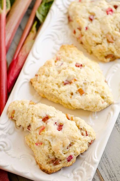 Easy Rhubarb Scones | A Super Simple Scone Recipe Classic Scones Recipe, Rhubarb Scones, Apple Cake Recipe Easy, Best Rhubarb Recipes, Fresh Rhubarb, Scones Recipe Easy, Chocolate Scones, Scones Easy, Apple Recipes Easy