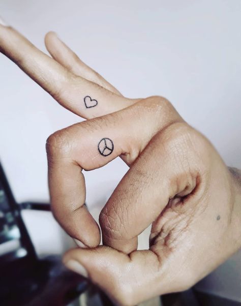 Peace Sign Tattoos, Happiness Tattoo, Peace Tattoos, Hippie Tattoo, Peace Signs, Dream Tattoos, Tattoo Models, Line Tattoos, Couple Tattoos