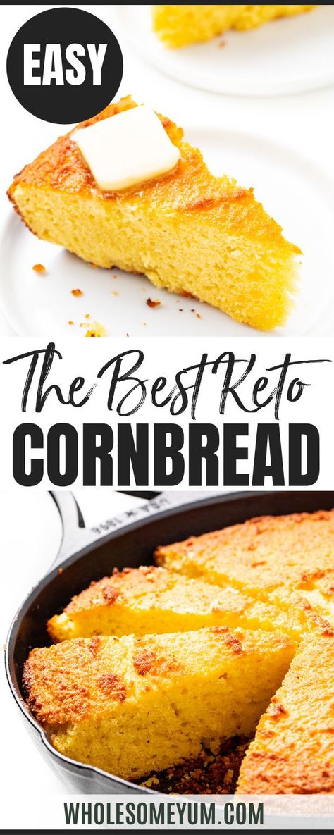 Almond Flour Cornbread, Keto Cornbread Recipe, Low Carb Cornbread, Keto Cornbread, Easy Cornbread Recipe, Cornbread Easy, Wholesome Yum, Cornbread Recipe, Keto Side Dishes