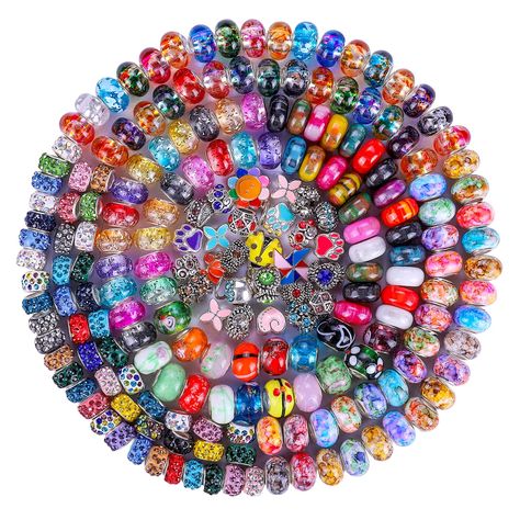 PRICES MAY VARY. Special European style macroporous beads for garden wand : The large hole in the middle is easy to operate, time-saving and convenient. The inner or outer flowers of the beads are always just right, which makes people relaxed and happy. Product composition and size: Select 7 diffrent style large hole beads and alloy pendant, each style 20 Pieces,add 30 pieces rhinestone European beads total 150 Pieces; Beads outer diameter: about 9-14 mm; thick:about 7-10 mm ; inner hole: about Large Multicolor Beads For Crafting, Adjustable Large Multicolor Beads, Cheap Colorful Large Beads, Multicolor Beaded Round Beads Craft Supplies, Brighton Charm Bracelet, Cheap Multicolor Glass Beads, Princess Gifts, Rhinestone Crafts, Fairy Wands