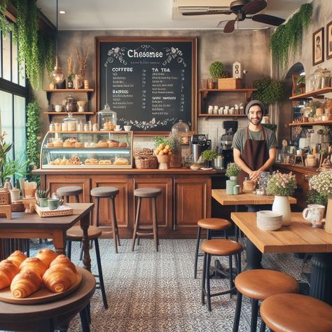 Country Style Restaurant Design, Tea Shops Interior, Coffee Cafe Interior Design, Farmhouse Cafe Design, Coffee Shop Minimalist Design, Cafe Interior Design Vintage, French Cafe Aesthetic Interior, Artsy Coffee Shop, Cottage Core Coffee Shop