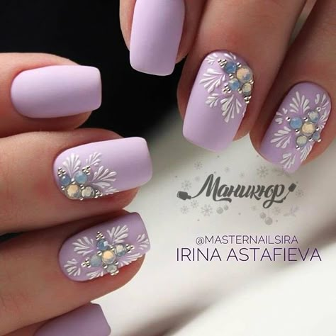 Unghie Nail Art, Lilac Nails, Nail Jewels, Her Nails, Christmas Nail Art Designs, Snowflake Nails, Winter Nail Designs, Beautiful Nail Designs, Gel Nail Designs