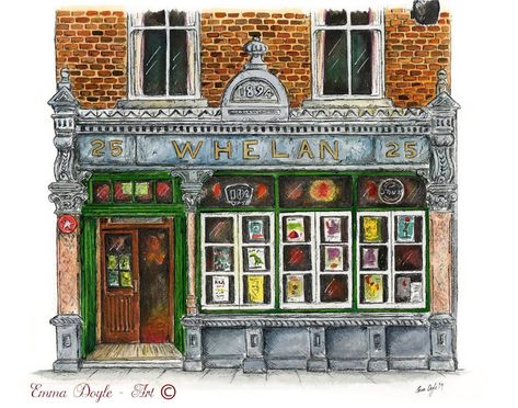 Dublin Pub Whelan's Dublin Ireland | Etsy Dublin Pub, Vinyl Cafe, Dublin Pubs, Watercolour And Pen, Sea Scapes, Solo Trip, Junk Journal Ideas, House Illustration, Shop Fronts