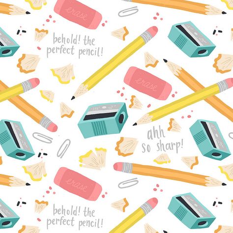 Patterns│Estampado - #Patterns Pencil Transformation, Teacher Wallpaper, School Clipart, Writing Utensils, School Books, Print Inspiration, Pretty Patterns, Erasers, Pattern Illustration