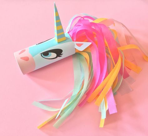 Dit gaat hier ene meisje heel leuk vinden! | Unicorn Head Toilet Tube Craft Printable via Cut Out & Keep Diy Unicorn Crafts, Crafts By Month, Unicorn Craft, Toilet Roll Craft, Toilet Paper Crafts, Folding Origami, Unicorn Crafts, Unicorn Head, Toilet Paper Roll Crafts