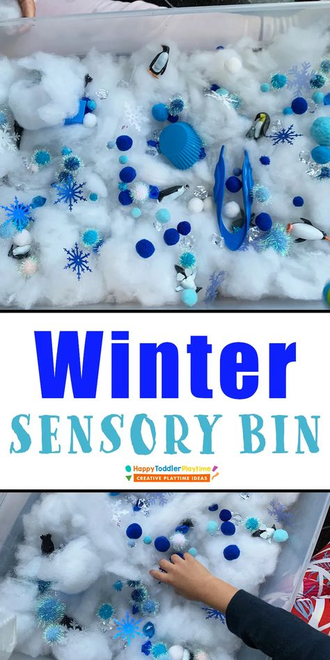 Easy Winter Sensory Bin for Kids: Two Ideas - HAPPY TODDLER PLAYTIME Holidays Activities, Winter Sensory Bin, Sensory Bin Ideas, Winter Sensory, Sensory Activities For Preschoolers, Toddler Sensory Bins, Winter Activities Preschool, Sensory Crafts, Sensory Activities Toddlers