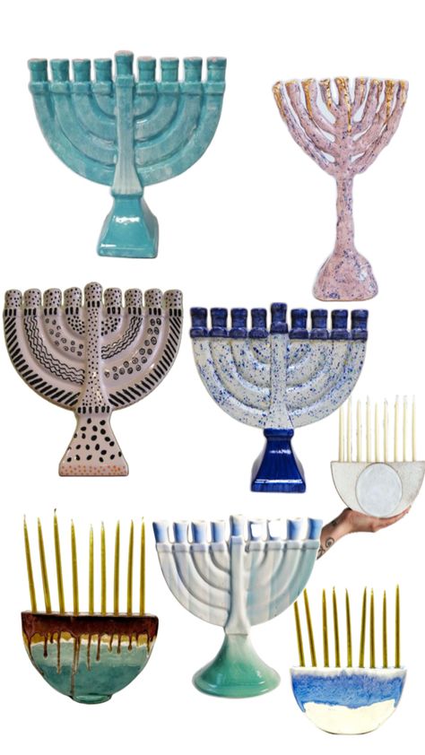 Clay Menorah, Hanukkah Aesthetic, Disney Tattoos, Menorah, Dry Clay, Creative Studio, Holiday Fun, Hanukkah, Ceramics