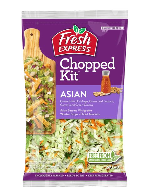 Asian Chopped Salad - Fresh Express Salad Kit Recipes, Sesame Seed Dressing, Salad Bag, Asian Chopped Salad, Salad Kit, Crispy Wonton, Salad Kits, Sweet Carrot, Food Scientist