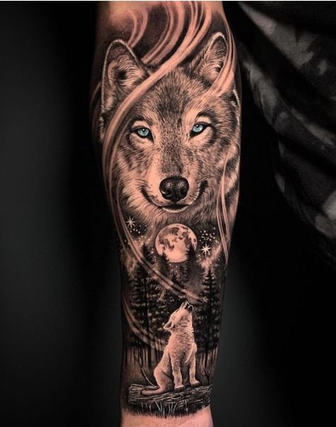 Wolf Forearm Sleeve, Wolf Tattoo Upper Arm Half Sleeves, Gray Wolf Tattoo Women, Wolf Back Tattoo Design, Wolf Tattoo Arm For Women, Assasin Tattoo Design, Wolf Shin Tattoo, Wolf Sleeve Tattoos For Women, Forearm Wolf Tattoo Men