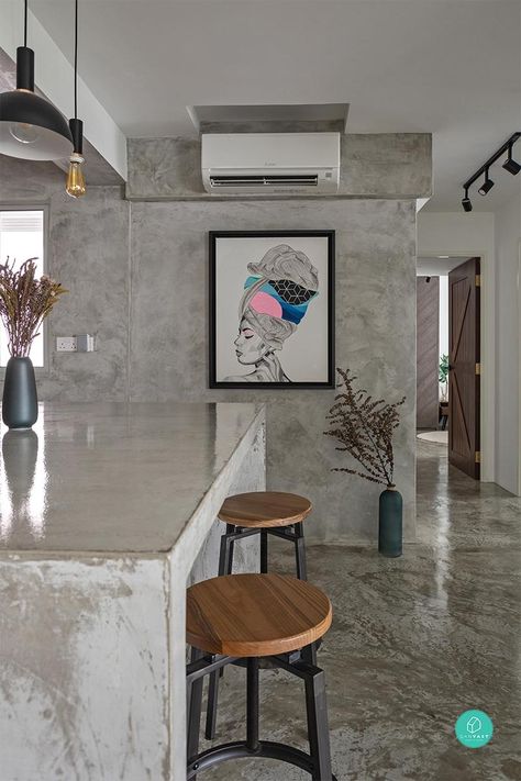 Concrete Floor Interior Design, Concrete Floor Kitchen Ideas, Concrete Houses Interior, Concrete And Wood Interior, Concrete Home Interior, Exposed Concrete Interior, Concrete House Interior, Concrete Kitchen Ideas, Concrete Walls Interior