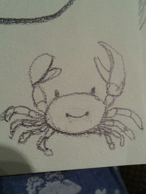 Cute crab Drawing Ideas Easy Sea Animals, Crab Sketch Drawings, Cute Marine Animals Drawing, Water Creatures Drawing, Marine Life Drawing Simple, Marine Animals Drawing Easy, Sea Crab Drawing, Drawings Of Sea Animals, Cute Sea Animal Drawings