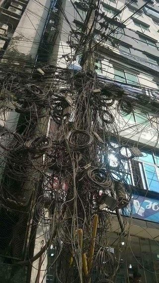 Cyberpunk City, Brutalism, Electrical Wiring, Cambodia, Tangled, Cyberpunk, Power Supply, Art Inspiration, Electricity