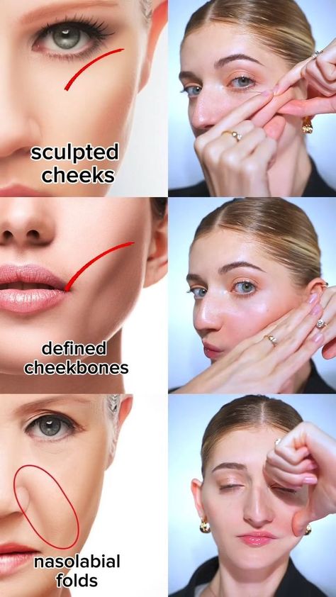 Workout Guide Women, Jawline Exercise, Slim Face, Sculpted Face, Face Massage Techniques, Facial Routine Skincare, Facial Massage Routine, Face Yoga Exercises, Face Yoga Facial Exercises