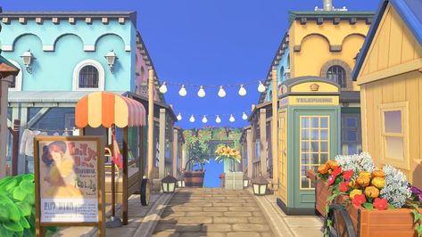 Amanda 💛 on Twitter: "Oh hai, cobblestone alley. Finally enjoying making the "town" section of my island. #acnh… " Acnh Disneyland, Animal Crossing Town, Summer Island, City Island, Animal Crossing Guide, Animal Crossing Wild World, 사진 촬영 포즈, Animal Crossing Pocket Camp, New Animal Crossing