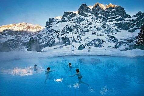 Alpentherme Spa, Leukerbad, Switzerland Lake Geneva Switzerland, Adelboden, Zermatt, Swiss Alps, Beautiful Hotels, Places Around The World, Resort Spa, Hot Springs, Dream Vacations