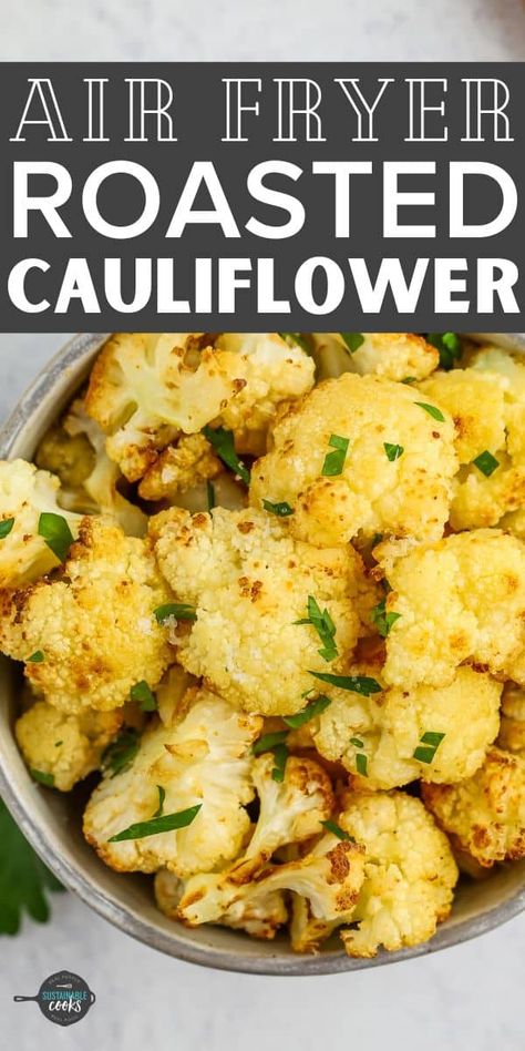 Light, delicious, and crispy, Air Fryer Cauliflower is the perfect side or snack for fast healthy eating. You’ll love that cauliflower in the air fryer simple, vegan, vegetarian, and packed with flavor! Cauliflower Air Fryer Recipes, Cauliflower Air Fryer, Homemade Corn Muffins, Air Fryer Cauliflower, Best Low Carb Snacks, Vegetable Side Dishes Healthy, Air Fryer Ideas, Fast Meals, School Recipes