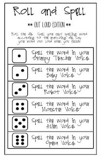 Add some humor to spelling practice by using funny voices to spell. Roll and Spell free printable. language arts Spelling Word Activities, Spelling Ideas, Spelling Word Practice, Spelling Words List, Teaching Spelling, Spelling Games, Spelling Practice, Grade Spelling, Spelling Activities