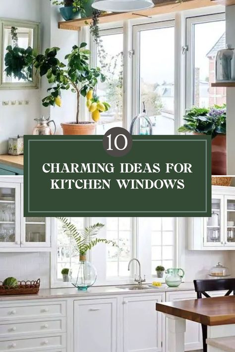 Ready to transform your kitchen window into a stylish focal point? Here are 10 creative ideas that will bring your kitchen to life! From trendy plants that bring in a splash of greenery to chic curtain styles that add warmth and character, there's something for every decor style. You’ll discover how to mix and match elements, and even learn how small changes can create a big impact. Involve spring flowers, fresh herbs, or unique window treatments that reflect your personality and why not add a touch of farmhouse-style flair? Let’s make cooking a delightful experience in a beautifully decorated space! Curtains For Small Kitchen Window, Greenhouse Window Kitchen Decor, Small Window Decor Ideas, Shelf Above Kitchen Window, Plants Above Kitchen Cabinets, Kitchen Window Above Sink, Kitchen Sink Window Treatments, Kitchen Window Over Sink, Window Above Sink