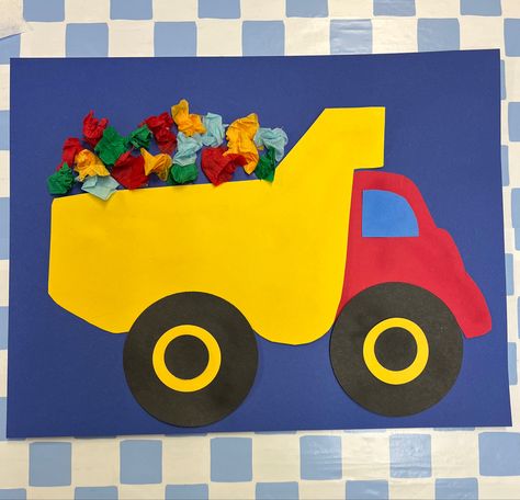 Land Transportation Crafts For Toddlers, Vehicle Crafts For Toddlers, Construction Crafts Preschool, Dump Truck Craft, Transportation Crafts For Preschoolers, Transportation Crafts For Toddlers, Construction Vehicles Crafts, Preschool Transportation Crafts, Fire Safety Preschool Crafts