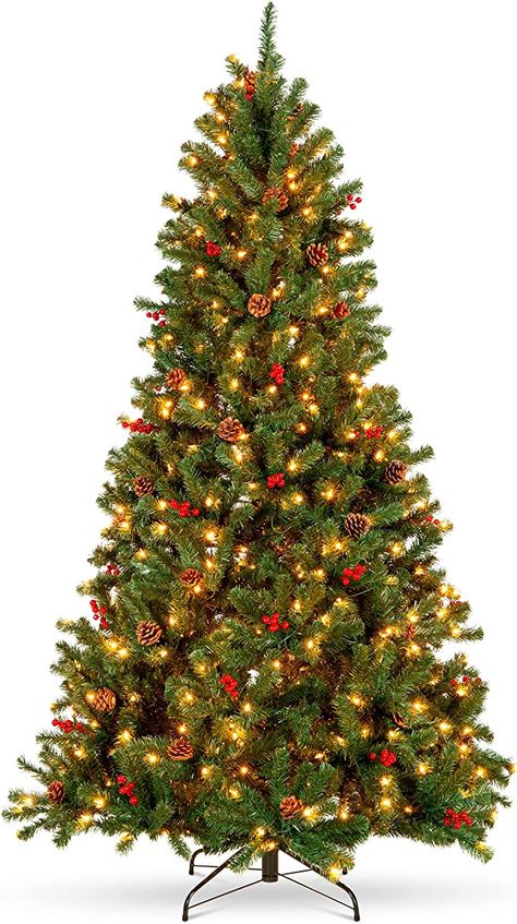 Best Choice Products 6ft Pre-Lit Pre-Decorated Spruce Hinged Artificial Christmas Tree w/ 798 Tips, 29 Pinecones, 29 Berries, 250 Lights, Metal Base Pre Decorated Christmas Tree, Spruce Christmas Tree, Prelit Tree, Pre Lit Christmas Tree, Black Christmas Trees, Beautiful Christmas Trees, Holiday Home Decor, Artificial Christmas Tree, Beautiful Tree