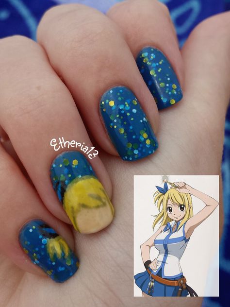 Lucy nails Fairy Tail Nails, Anime Nail Art, Fairytail Anime, Anime Nail, Infinity Nails, Fairy Tail Pictures, Anime Fairy Tail, Paper Cutouts, Fairy Tail Lucy