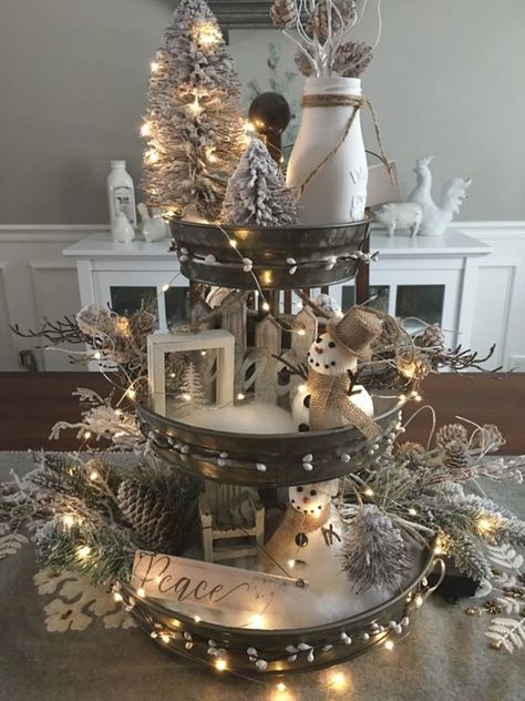 3 Tier Tray, Tray Decor Christmas, Christmas Tiered Tray, Tafel Decor, Christmas Tray, Merry Christmas Decoration, Christmas Decorations Rustic, Farmhouse Christmas Decor, Country Christmas