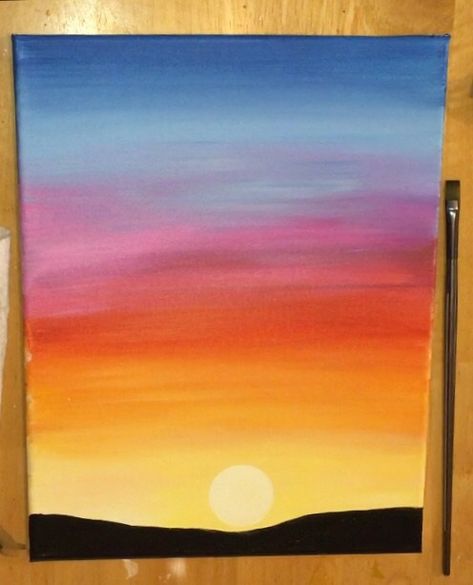 How To Paint A Sunset In Acrylics - Hot Air Balloon Silhouette Sunset Painting Easy, Paint A Sunset, Balloon Silhouette, Sunset Canvas Painting, Sunset Painting Acrylic, Sunrise Painting, Simple Canvas Paintings, Easy Canvas Art, Cute Canvas Paintings