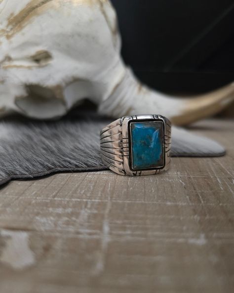 Edward Johnson Turquoise Men's Ring Size 11.5 Men’s Turquoise Ring, Mens Turquoise Ring, Turquoise Ring Men, Mens Turquoise Rings, Turquoise Men, Silver Turquoise Jewelry, Mens Ring Sizes, Navajo Rings, Navajo Jewelry