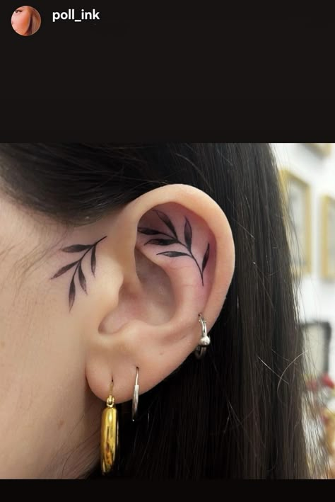 Behind The Ear Leaf Tattoo, Leaves Behind Ear Tattoo, Healed Ear Tattoo, Behind The Ear Dragon Tattoo, Side Neck Tattoo Women, Vine Ear Tattoo, Behind Ear Flower Tattoo, Ear Plant Tattoo, Behind Ear Tattoo Women