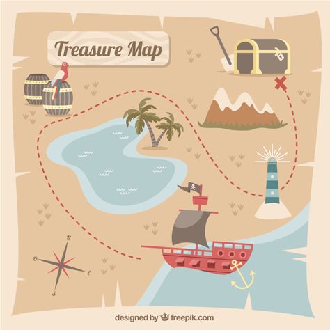 Treasure Map Illustration, Treasure Maps For Kids, Treasure Hunt Map, Pirate Map, Pirate Treasure Maps, Cyberpunk Armor, Vbs Themes, Maps For Kids, Pirate Halloween