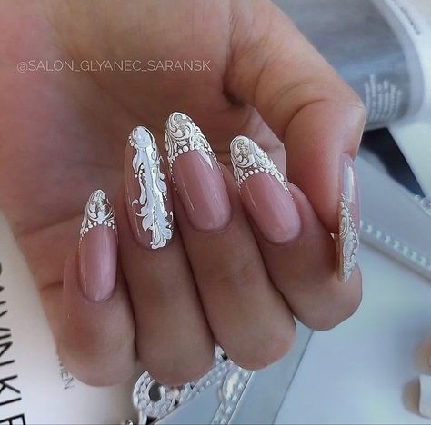 2023 Manicure, Lace Wedding Nails, Manicure 2023, Lace Nail Design, White Lace Nails, Bridal Nails Designs, Lace Nail Art, Bridal Nail Art, Professional Manicure